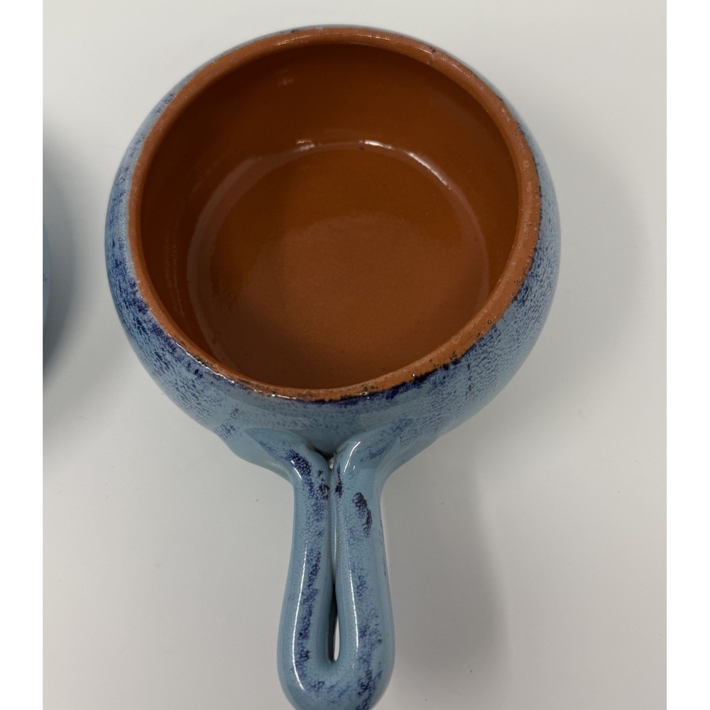 De Silva Terracotta Soup Bowl Crock Baking Dish Made in Italy Lt. Blue/Blue 4in